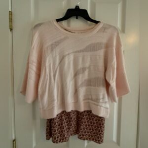 CAbi Light Pink Knit Top with Floral Detail and a Cabi Tank layer included!